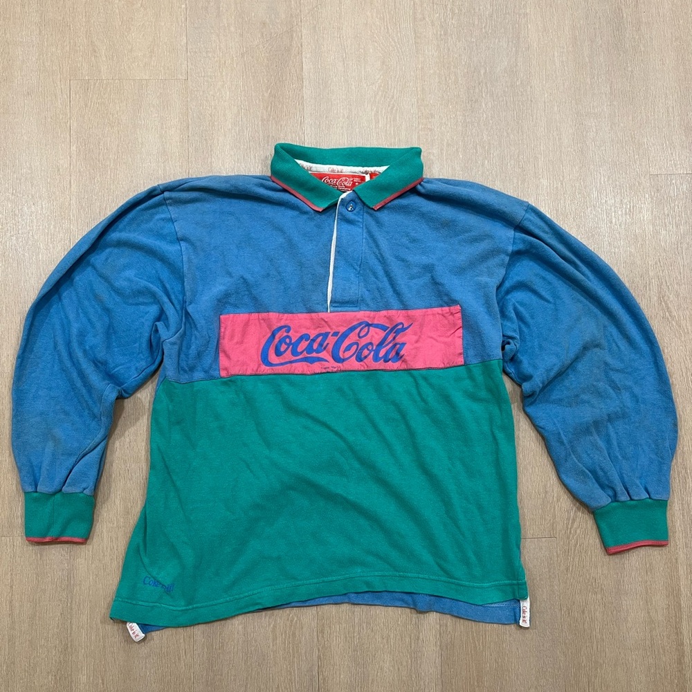Vintage Coke Rugby Shirt Small